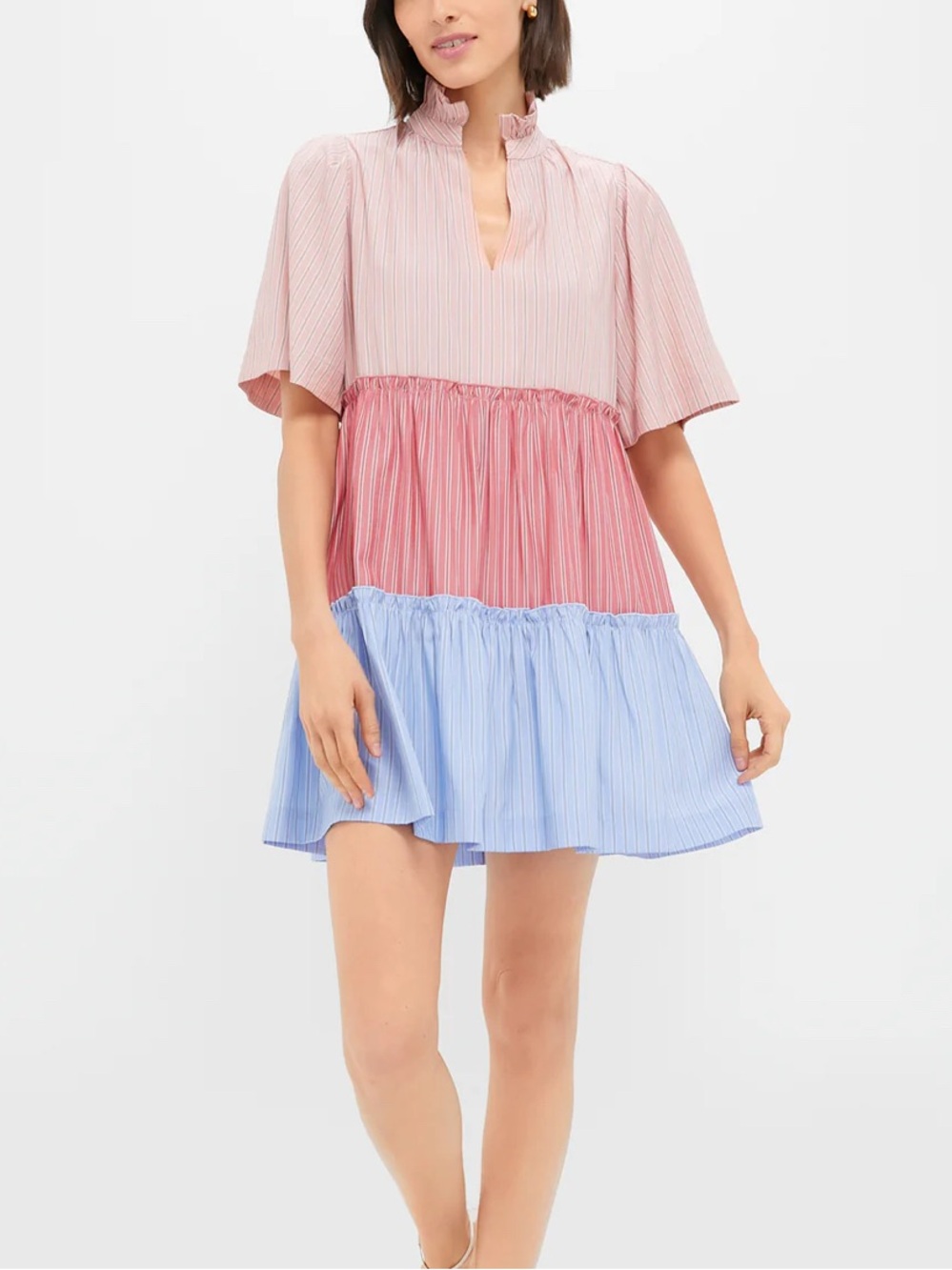Tuckernuck Pink and Blue Tiered Mini Dress